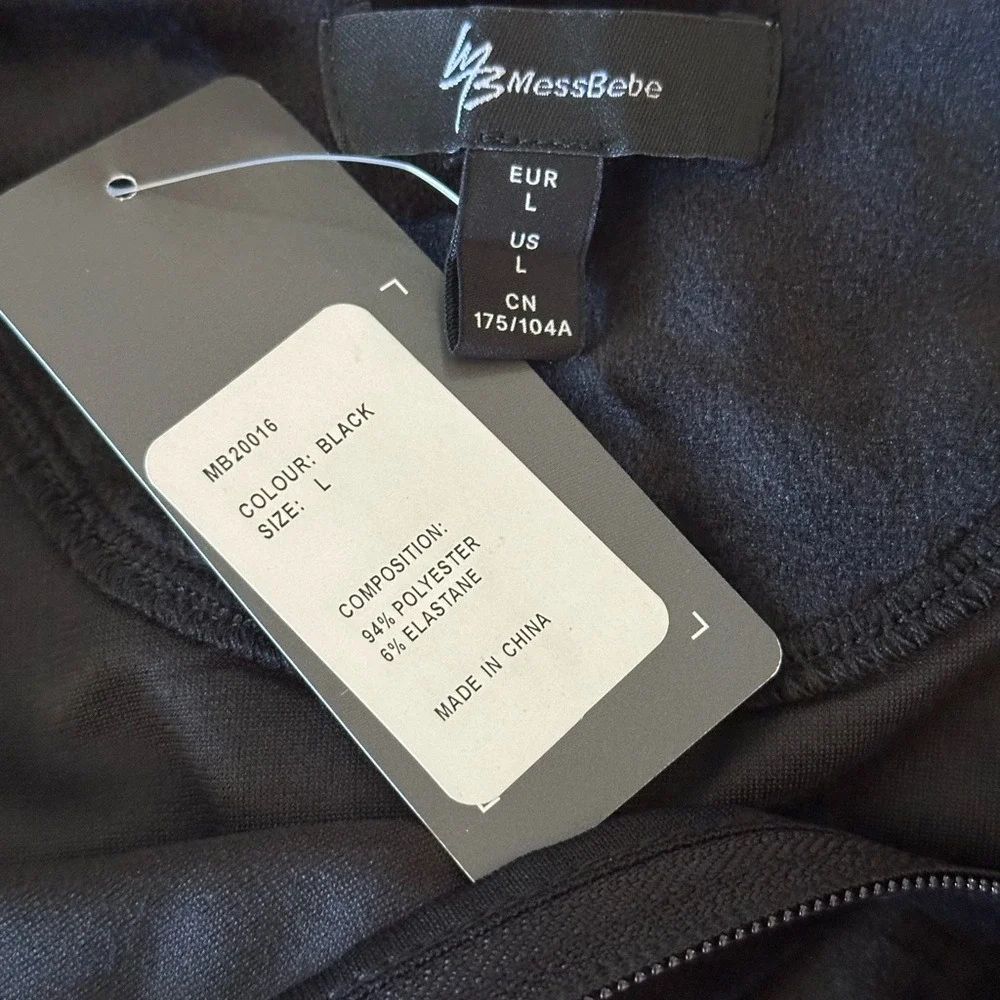 MessBebe velvet Black Zip up hoodie‎ and matching pants. Size L. NWT.